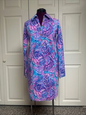 Lilly Pulitzer Ports Dress -Turquoise Oasis Shelleidoscope - Size XS